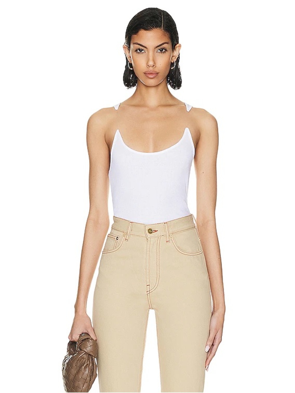 Y/project invisible strap white ribbed tank top xs